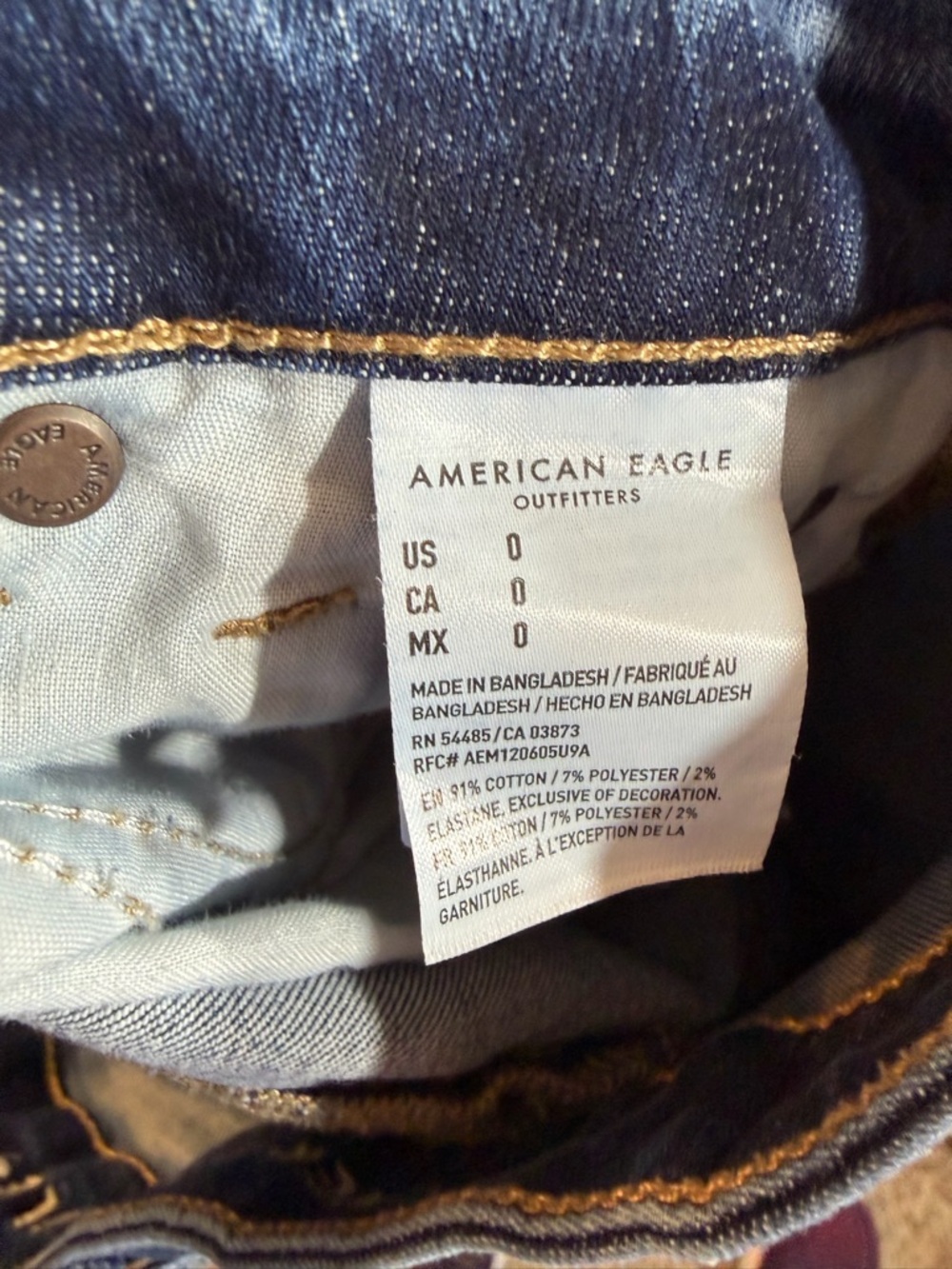 American Eagle Outfitters Dark Blue Denim Mini Skirt with Frayed Hem - Picture 3 of 5